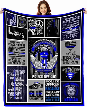 Police Officer Gifts Birthday Gifts for Policeman Gift Ideas for Police Officer Dad Son Husband Boyfriend Ultra-Soft Flannel Plush Throw Blankets 50"x60"