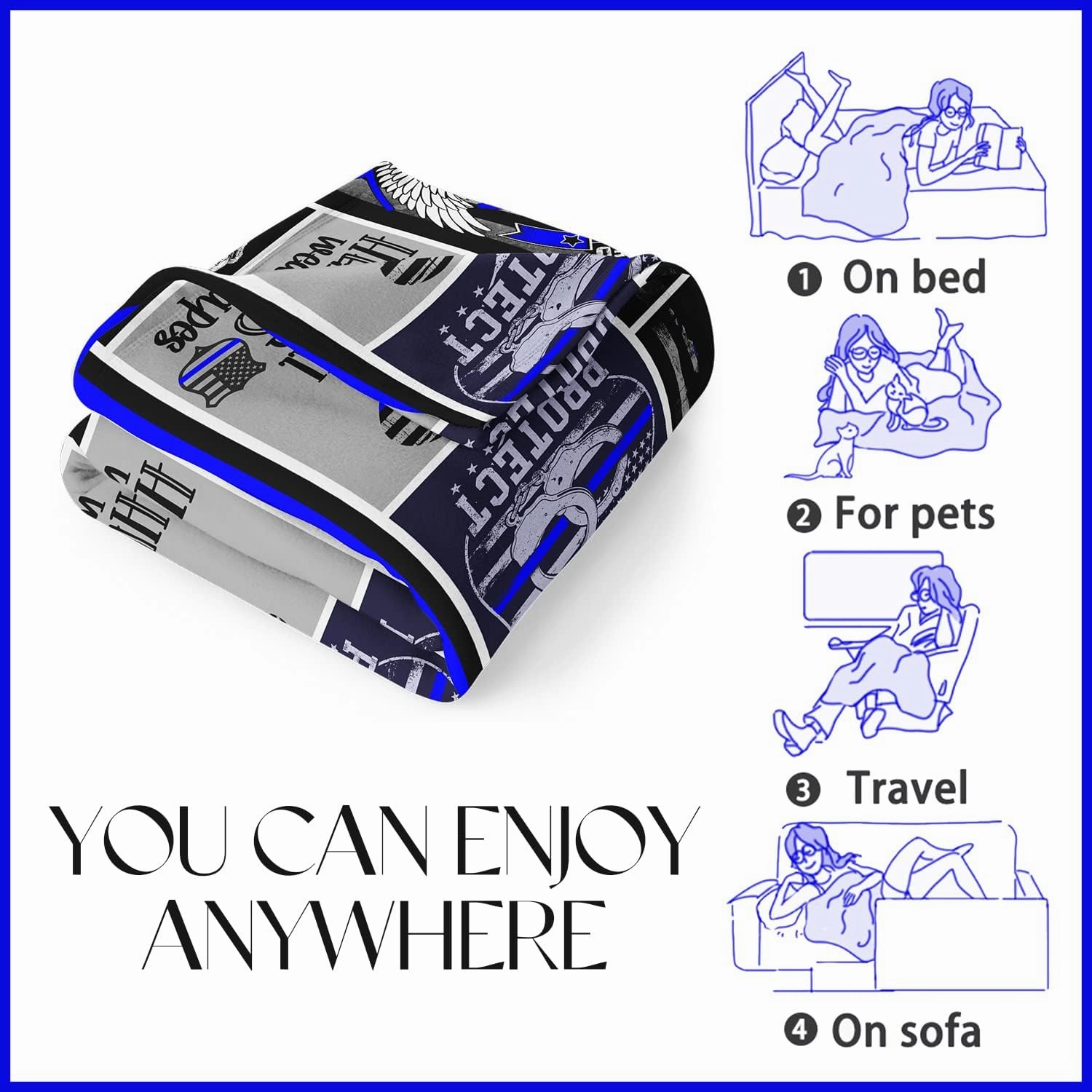 Police Officer Gifts Birthday Gifts for Policeman Gift Ideas for Police Officer Dad Son Husband Boyfriend Ultra-Soft Flannel Plush Throw Blankets 50"x60"