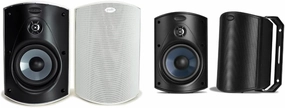 Polk Audio Atrium 6 Outdoor All-Weather Speakers with Bass Reflex Enclosure (Pair, White) & Atrium 4 Outdoor Speakers with Powerful Bass (Pair, Black), All-Weather Durability