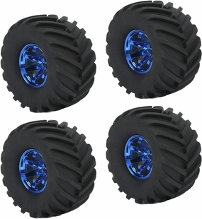 Pomya RC Car Tire, 1/10 Scale Truck, 4 Rubber Tires, Plastic Wheels Hub, Black, Big Kid, Adult