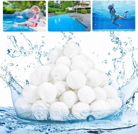 Pool Filter Balls, 3.1 lbs for Sand Filter, Eco-Friendly Fiber Media Equals 100 lbs Pool Filter Sand, Reusable Filter Media Balls, Higher Efficiency Water Filtration for Swimming Pool