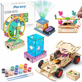 Poraxy 5 Sets Science Projects for Kids Ages 8-12 8-10, Stem Toys for Kids Age 5-7 8-13, Robotics Kits Model Science Experiments 6-8, Building Birthday Gifts 7 8 9 10 11 12 Year Old Boys Girls