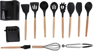 Portable Camping Cookware Set with Wooden Handle and Storage Box for Outdoor Cooking
