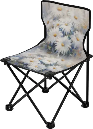 Portable Camping Folding Chairs Foldable Chair Small Daisy White Flower 1 Lightweight Backpacking Outdoor Outside Fishing
