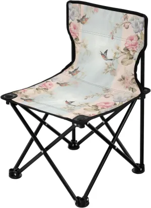 Portable Camping Folding Chairs Foldable Chair Small Floral Flower Bird Lightweight Backpacking Outdoor Outside Fishing