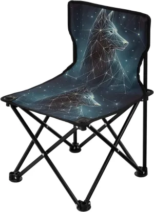 Portable Camping Folding Chairs Foldable Chair Small Geometric Wolf Lightweight Backpacking Outdoor Outside Fishing