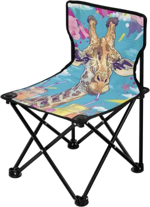 Portable Camping Folding Chairs Foldable Chair Small Giraffes Drink Milkshakes Lightweight Backpacking Outdoor Outside Fishing