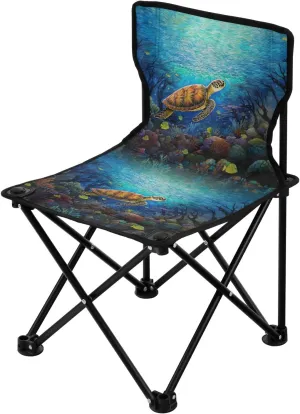 Portable Camping Folding Chairs Foldable Chair Small Sea Turtle 1 Lightweight Backpacking Outdoor Outside Fishing
