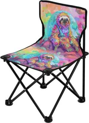 Portable Camping Folding Chairs Foldable Chair Small Space Sloth Lightweight Backpacking Outdoor Outside Fishing