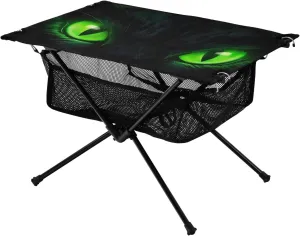 Portable Camping Table Foldable with Mesh Storage Lightweight Compact Camp Tent Side Table for Outside,Camping,Hiking,Tailgating,Dragon's Green Eyes