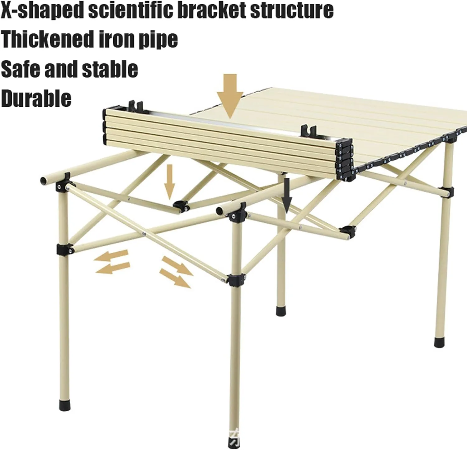 Portable Folding Table and Chairs, Aluminum Alloy Roll-up Table Top Folding Camping Table Lightweight Collapsible Picnic Chair for Outdoor Garden BBQ