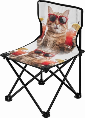 Portable Camping Folding Chairs Foldable Chair Small Cat on Vacation Lightweight Backpacking Outdoor Outside Fishing