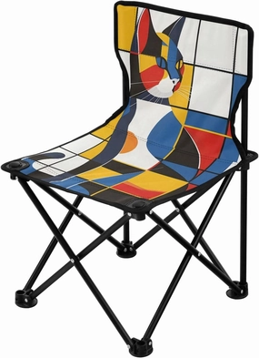 Portable Camping Folding Chairs Foldable Chair Small Geometric Cat Lightweight Backpacking Outdoor Outside Fishing