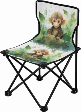 Portable Camping Folding Chairs Foldable Chair Small Monkey Watercolor Lightweight Backpacking Outdoor Outside Fishing
