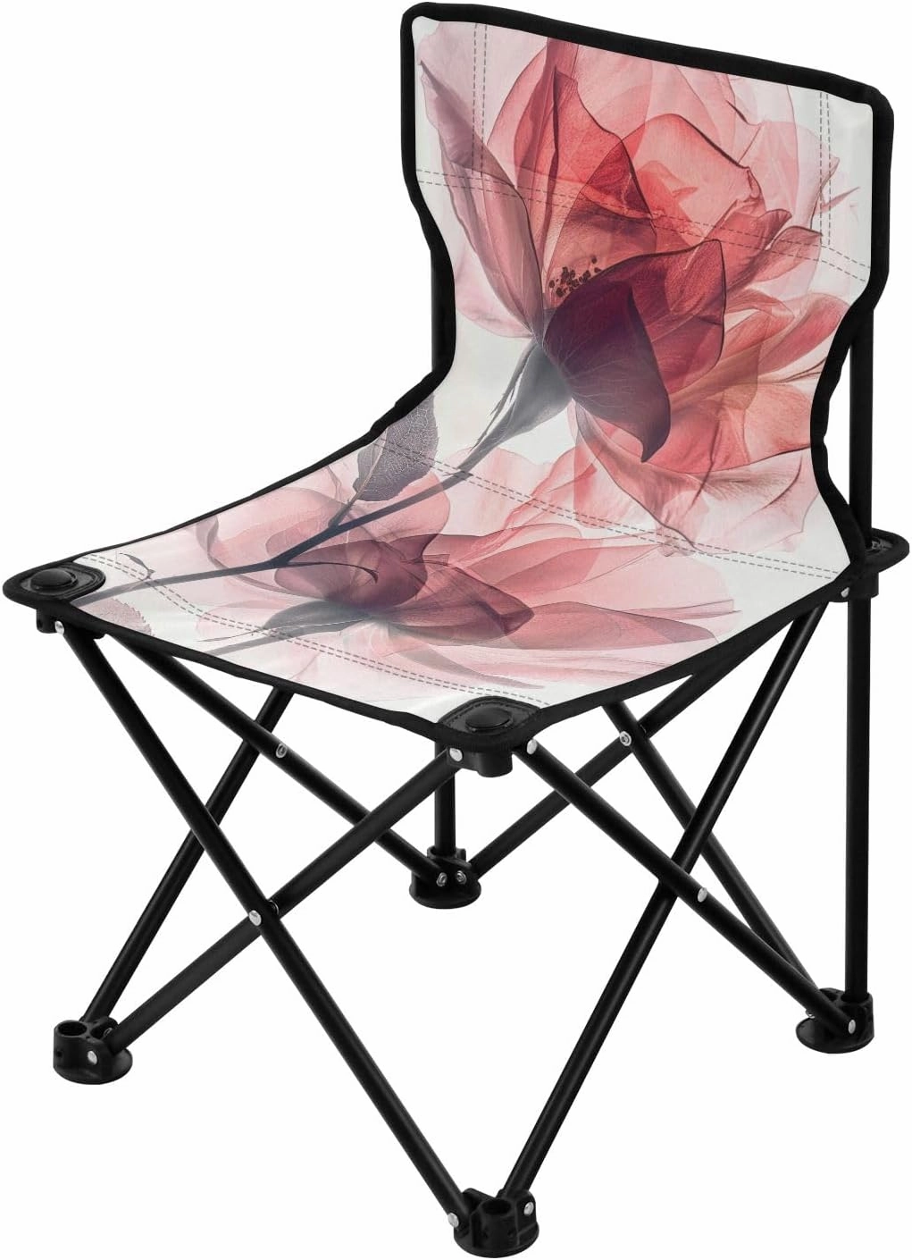 Portable Camping Folding Chairs Foldable Chair Small Pink Roses Translucent Lightweight Backpacking Outdoor Outside Fishing