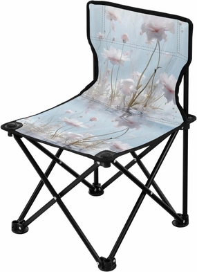 Portable Camping Folding Chairs Foldable Chair Small White Flower Lightweight Backpacking Outdoor Outside Fishing