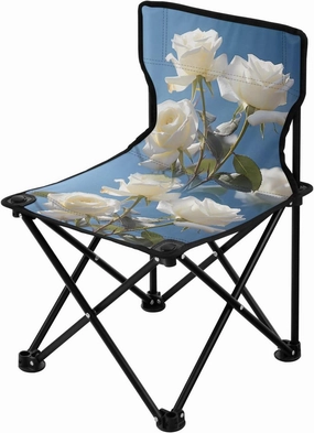Portable Camping Folding Chairs Foldable Chair Small White Rose Lightweight Backpacking Outdoor Outside Fishing