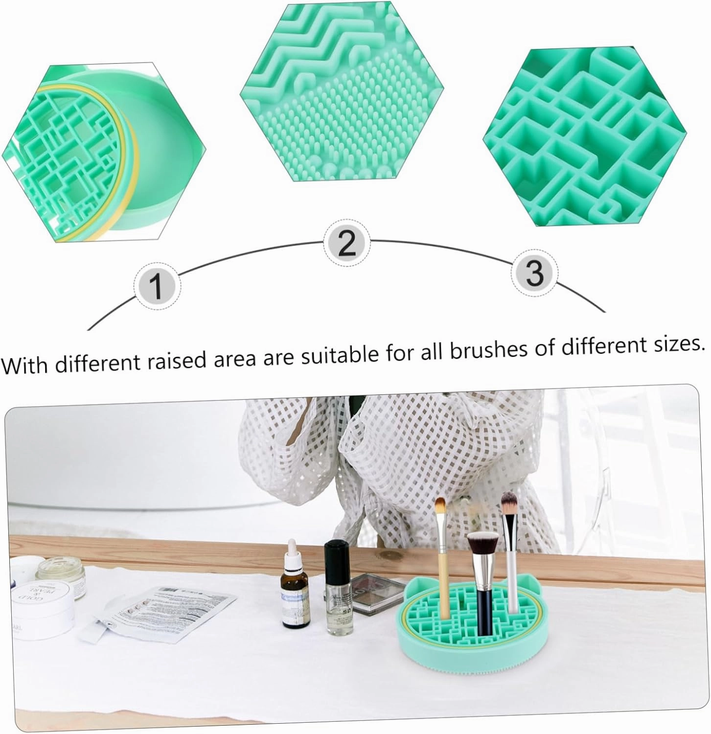 Portable Cat Shaped Makeup Brush Cleaner Cushion Drying Mat Dual-sided Storage Holder for Organizing Brushes Cleaning Drying