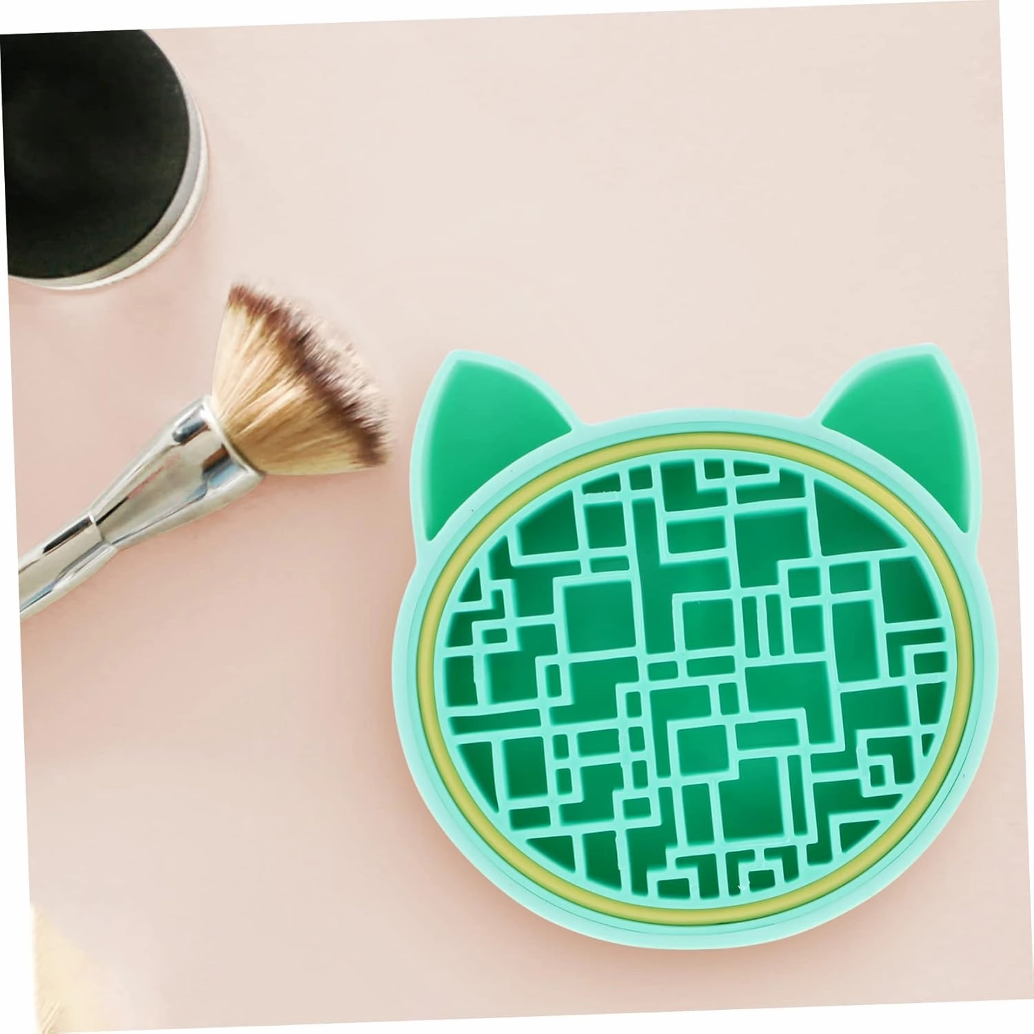Portable Cat Shaped Makeup Brush Cleaner Cushion Drying Mat Dual-sided Storage Holder for Organizing Brushes Cleaning Drying