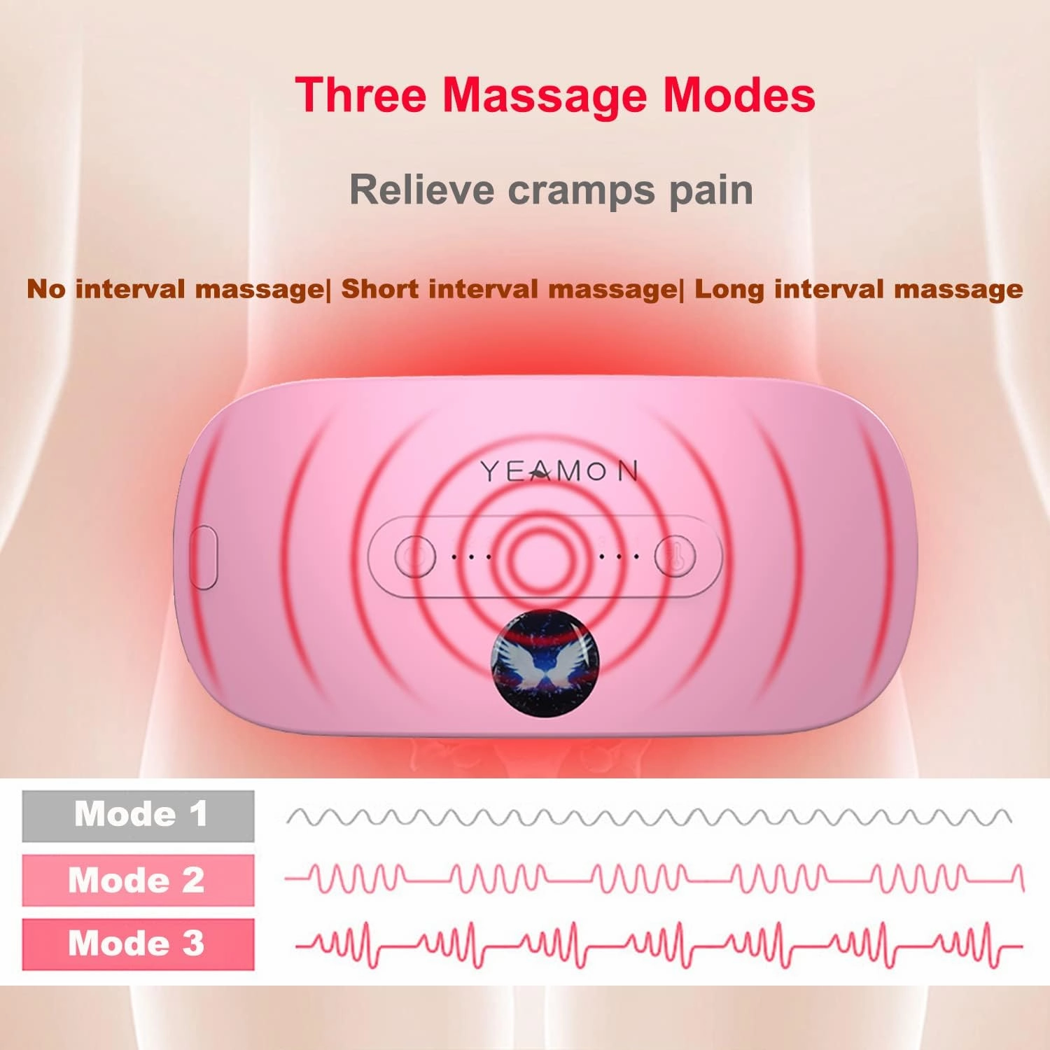 Portable Cordless Heating Pad, Electric Waist Belt Device, Fast Heating Pad with 3 Heat Levels and 3 Massage Modes, Back or Belly Heating Pad, Gifts for Her, Women and Girl