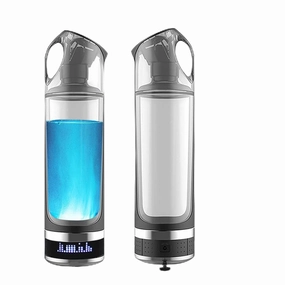 Portable Hydrogen Rich Water Bottle Generator LED Cup 500ml, Rechargeable Anti Aging Hydrogen Rich Bottle with Hydrogen and Oxygen Separation Technology (Grey)