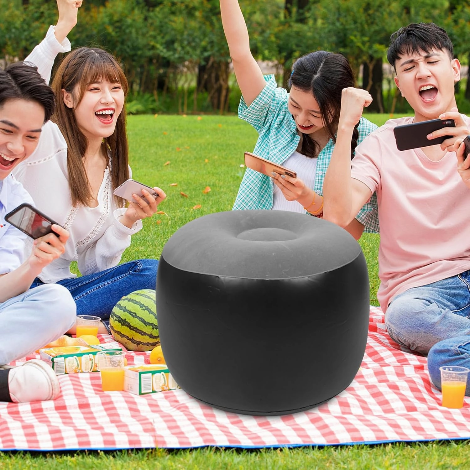 Portable Inflatable Seat Cushion Foldable Camping Foot Stool for Outdoor Concerts Lightweight and Durable Pad for Travel Comfortable Seating for Hiking and Events Thicken Design