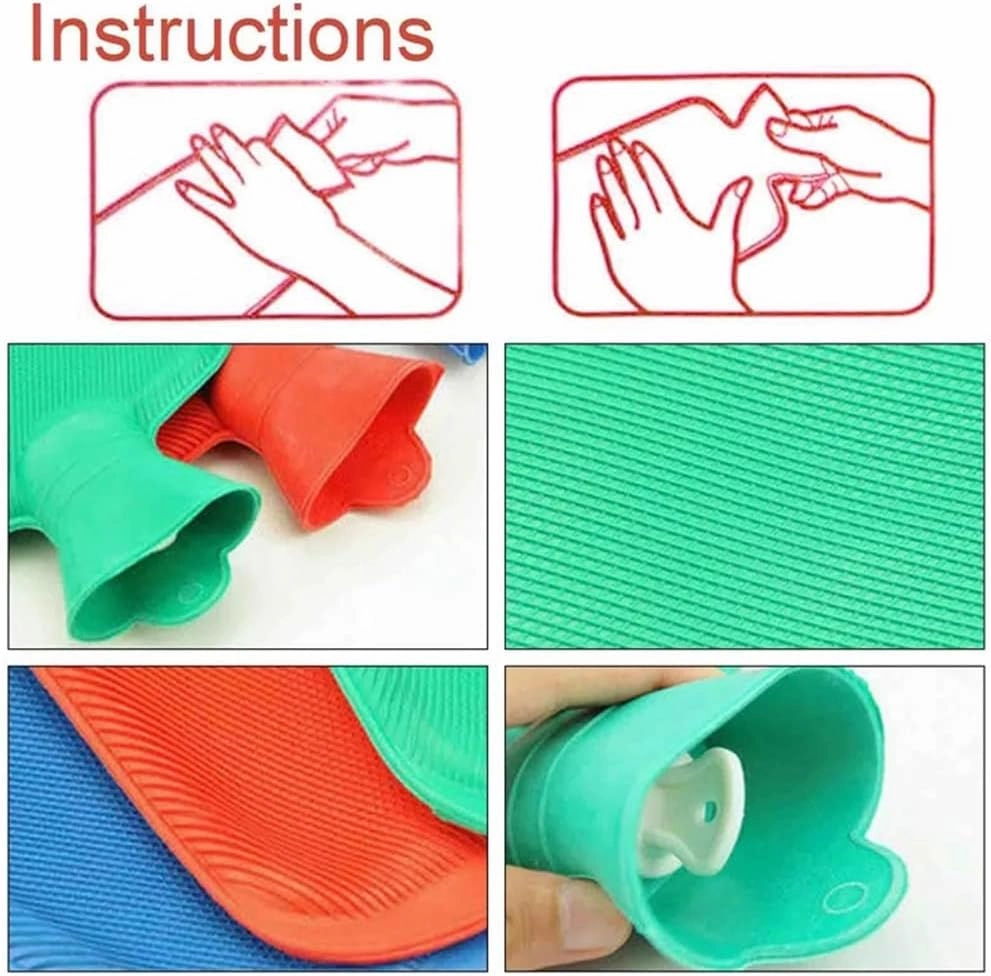 Portable Rubber Hot Water Bottle, 500ML/1000ML/1750ML/2000ML Large Winter Warm Hot Water Bag for Pain Relief, Menstrual Cramps, Neck and Shoulders, Feet Warmer for Women and Girls(1PCS, Random Color)
