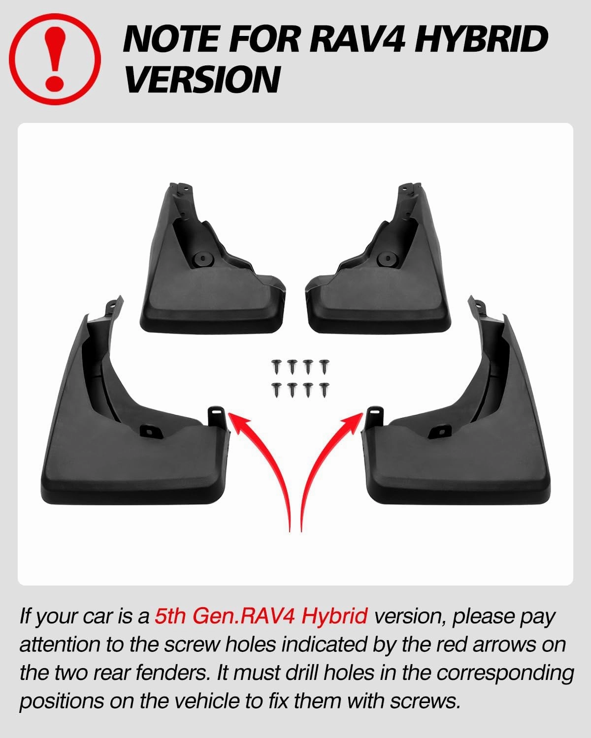 Powerty Custom Fit for Mud Flaps Toyota RAV4 2025 2024 2023 2022 2021 2020 2019 Splash Guards Molded Front and Rear Fender Cover Black ABS 4Pcs Set Hybrid Accessories (Not Fit for 2021 RAV4 Prime)