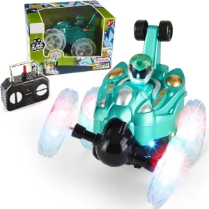 PREXTEX Kids RC Stunt Car with Light-Up Wheels - Remote Control Car for Boys Ages 3-7, 360-Degree Spin and Flip Stunt Remote Control Toy - RC Hobby Car Toy, Battery-Powered, Ideal Gift for Young Racer