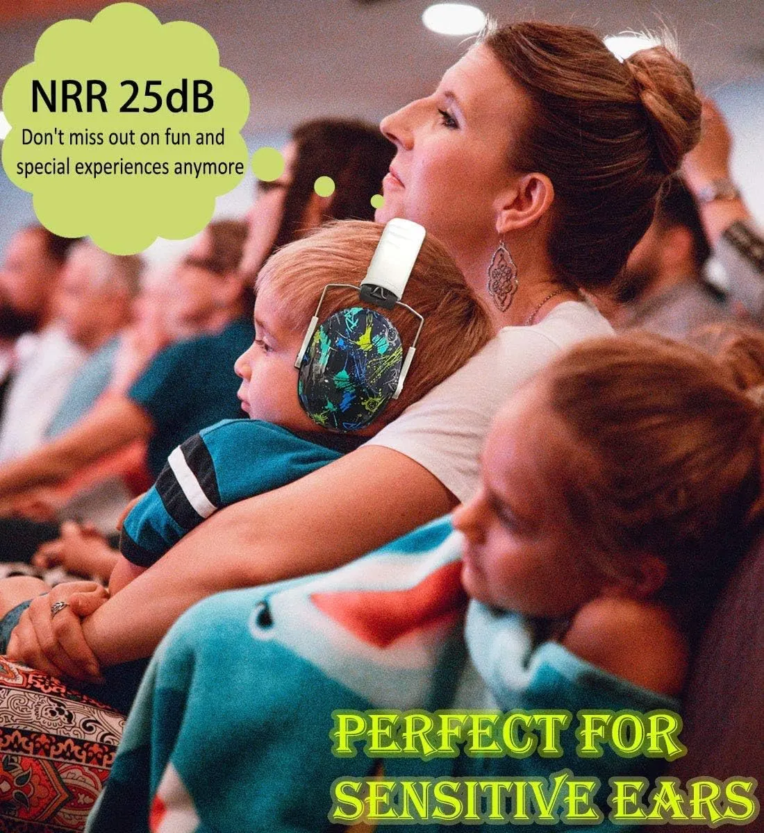 PROHEAR 032 Kids Ear Protection Safety Ear Muffs, NRR 25dB Noise Reduction Childrens Earmuffs, Adjustable Headband Hearing Protectors for Sports Events, Concerts, Racing, Airports - Graffiti Pattern