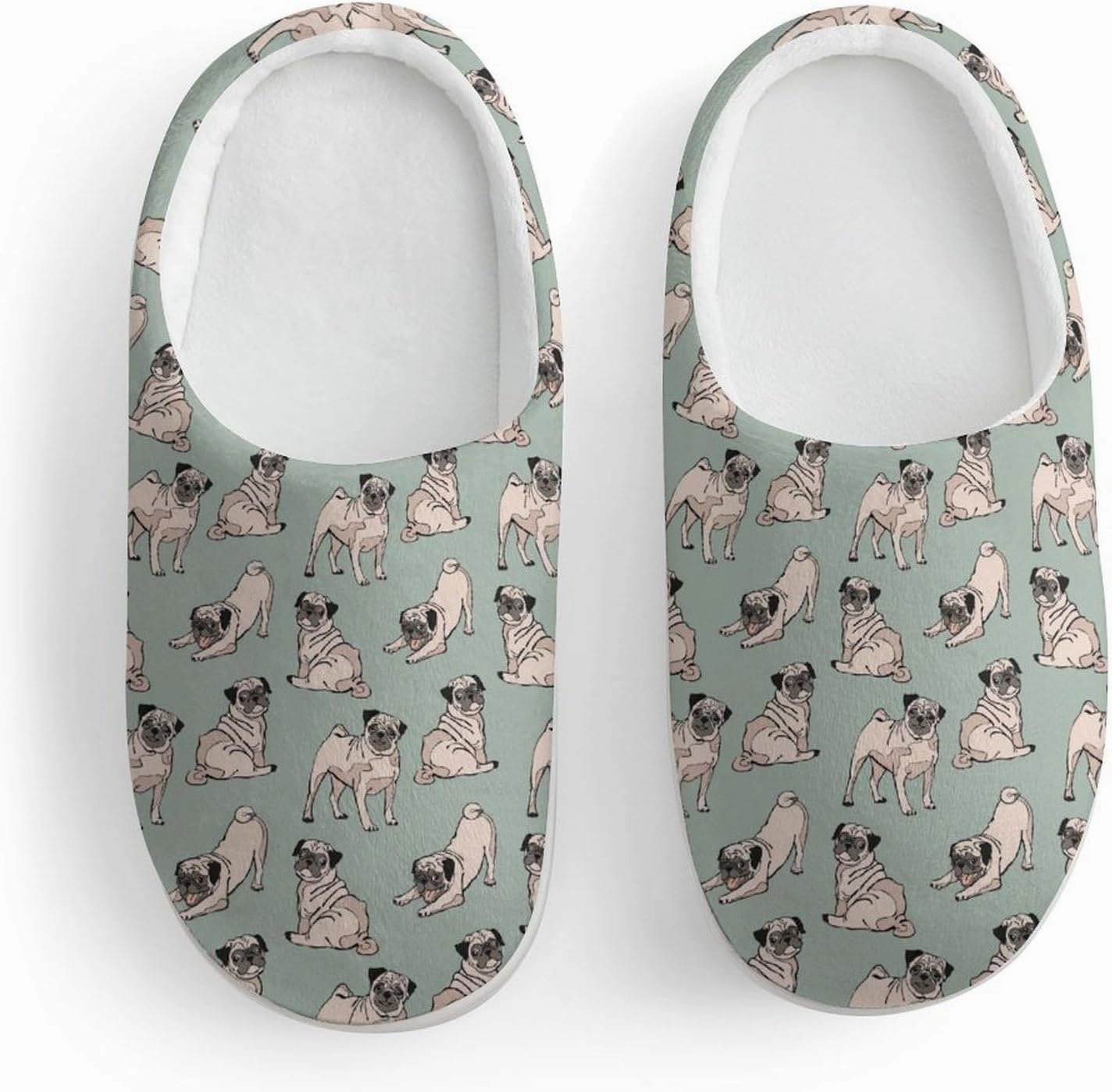 Pug Dog Print Slippers for Boys Girls Home Cotton Slippers Non-Slip Warm Little Kids Slippers