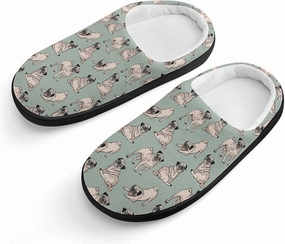 Pug Dog Print Slippers for Boys Girls Home Cotton Slippers Non-Slip Warm Little Kids Slippers