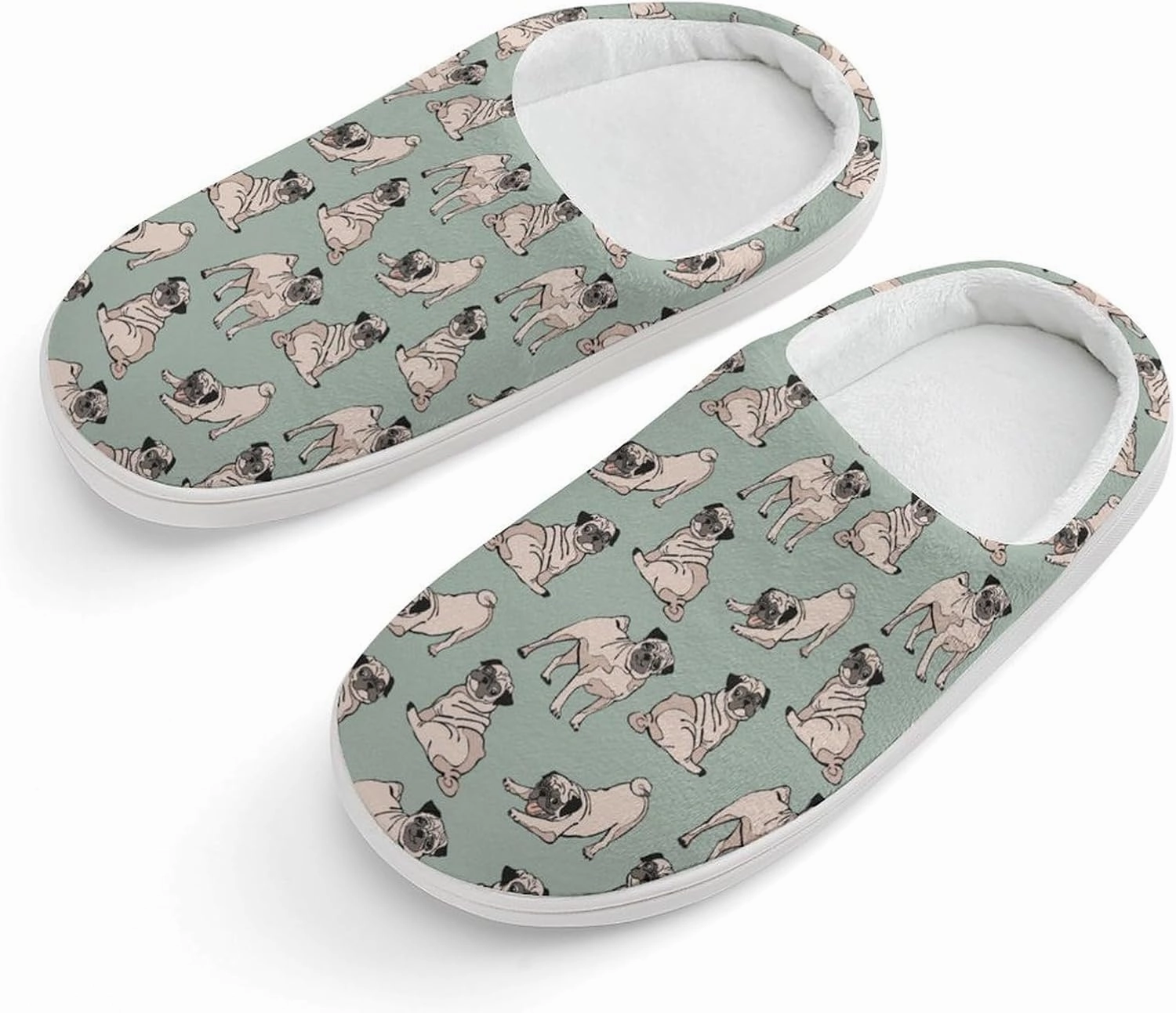 Pug Dog Print Slippers for Boys Girls Home Cotton Slippers Non-Slip Warm Little Kids Slippers