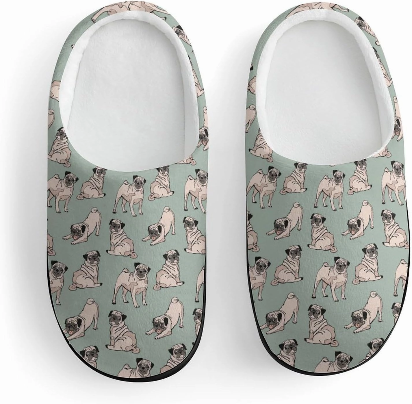 Pug Dog Print Slippers for Boys Girls Home Cotton Slippers Non-Slip Warm Little Kids Slippers