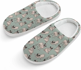 Pug Dog Print Slippers for Boys Girls Home Cotton Slippers Non-Slip Warm Little Kids Slippers