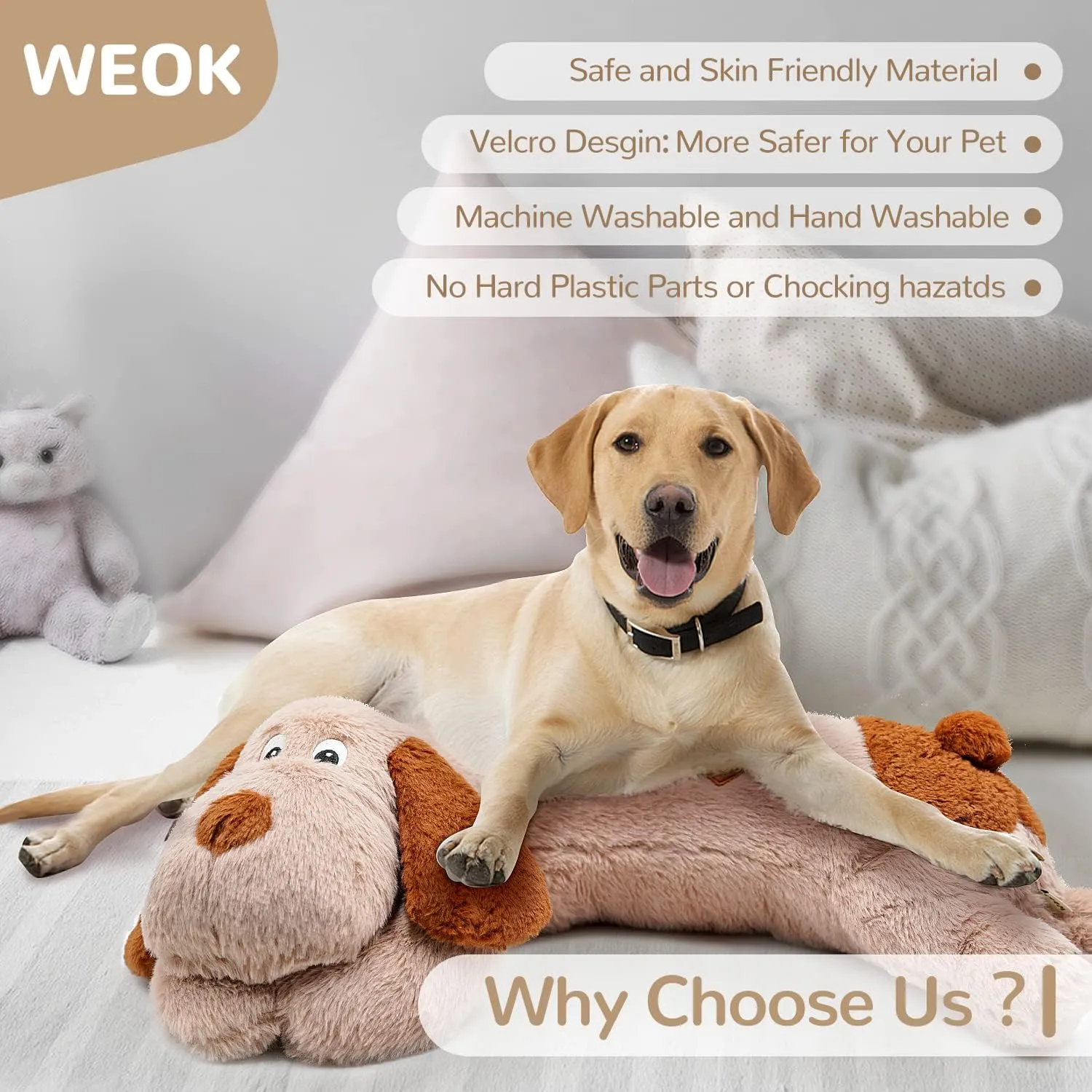 Puppy Heartbeat Toy, Dog Heartbeat Toy for Separation Anxiety Relief, Puppy Toy with Heartbeat Stuffed Animal Anxiety Calming Behavioral Aid Plush Toy for Dogs Cats Pets (Brown  )