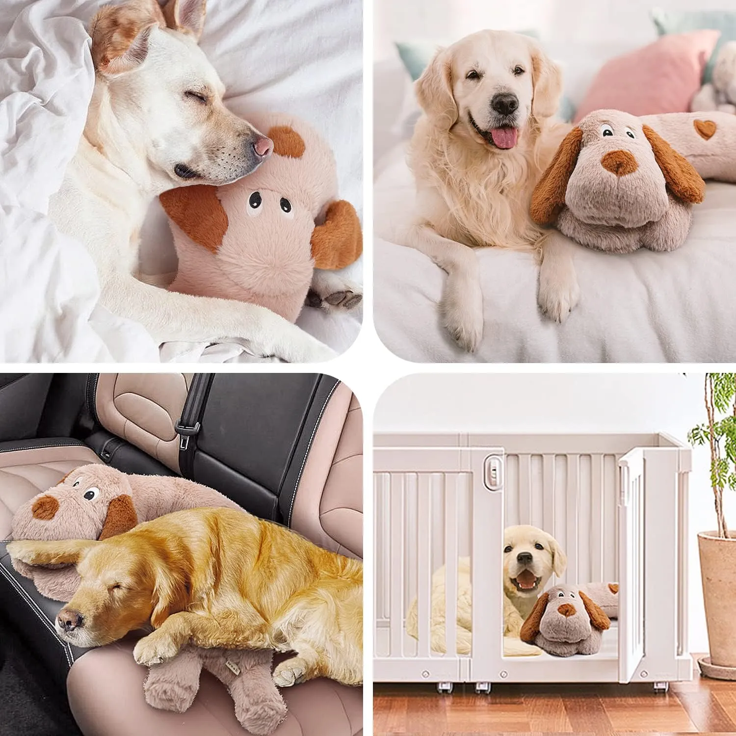 Puppy Heartbeat Toy, Dog Heartbeat Toy for Separation Anxiety Relief, Puppy Toy with Heartbeat Stuffed Animal Anxiety Calming Behavioral Aid Plush Toy for Dogs Cats Pets (Brown  )