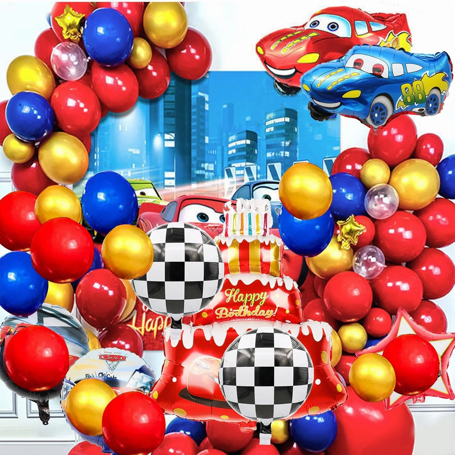 Race Car Birthday Party Decorations -87Pcs Racing Car Foil Balloons Birthday Supplies