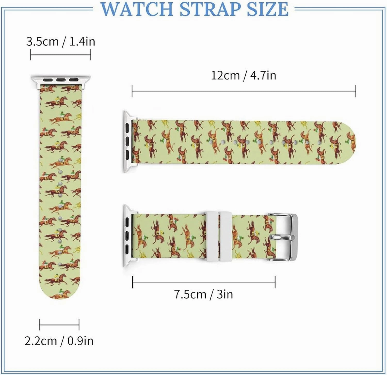 Racing Horse Pattern Adjustable Silicone Watchband Compatible with IWatch Classic Soft Sports Watch Strap for Men Women