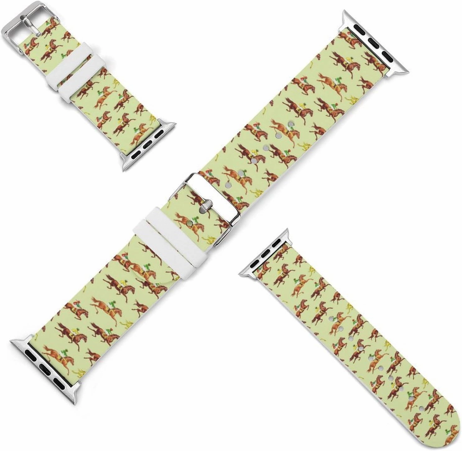 Racing Horse Pattern Adjustable Silicone Watchband Compatible with IWatch Classic Soft Sports Watch Strap for Men Women