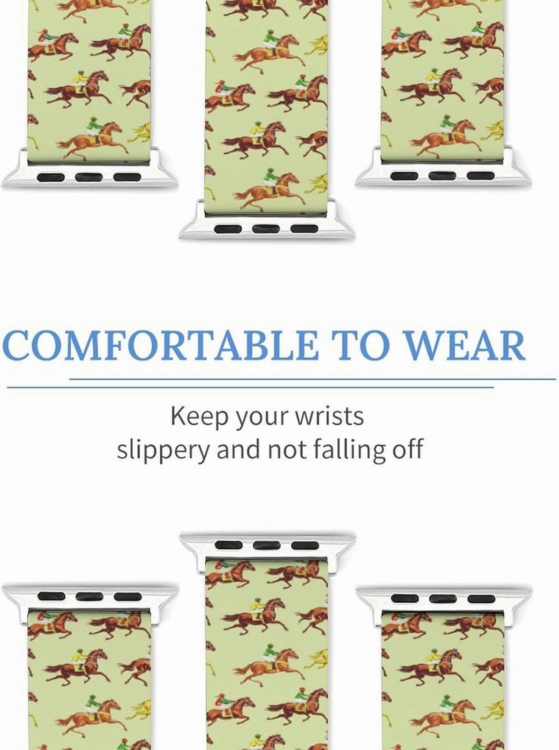 Racing Horse Pattern Adjustable Silicone Watchband Compatible with IWatch Classic Soft Sports Watch Strap for Men Women