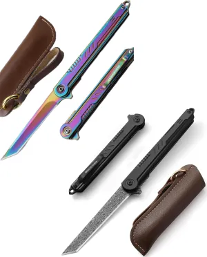 Rainbow and Black Tanto Pocket Knife Bundle - Precision-Crafted, Quick Deployment, and Stylish Utility