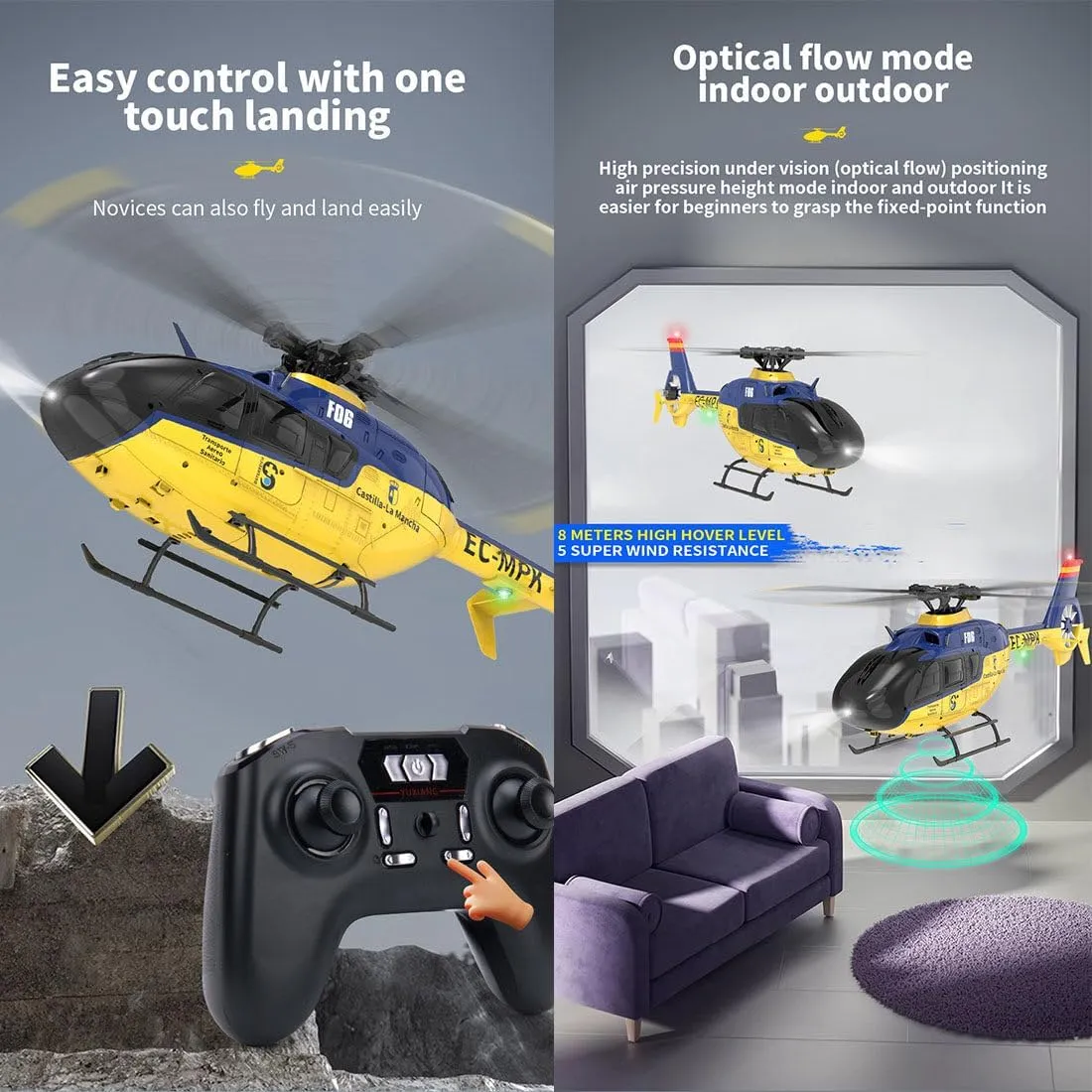 RC Brushless Helicopter, EC-135 1/36 2.4G 6CH Direct Drive 3D/6G Helicopter Model (RTF Version)
