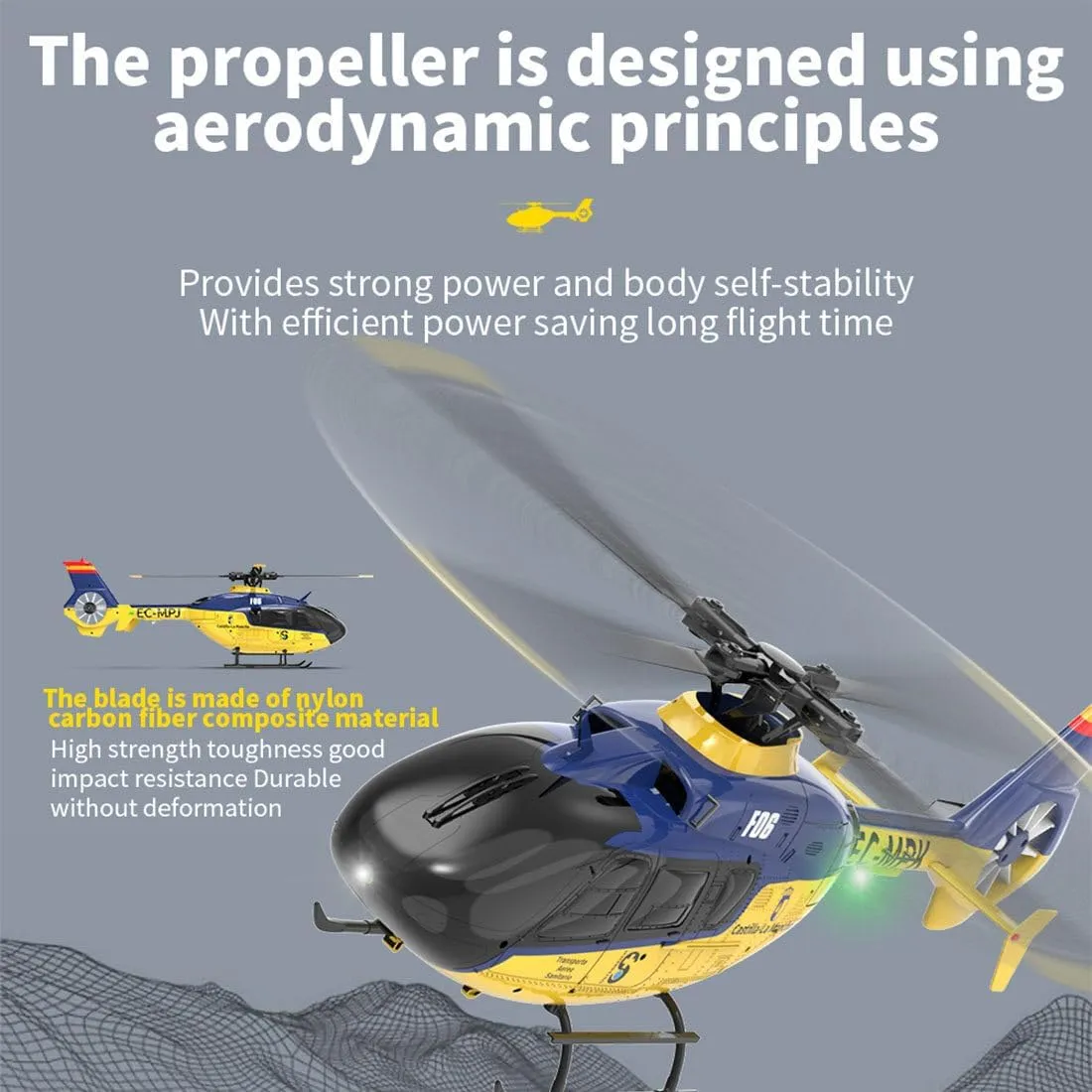 RC Brushless Helicopter, EC-135 1/36 2.4G 6CH Direct Drive 3D/6G Helicopter Model (RTF Version)