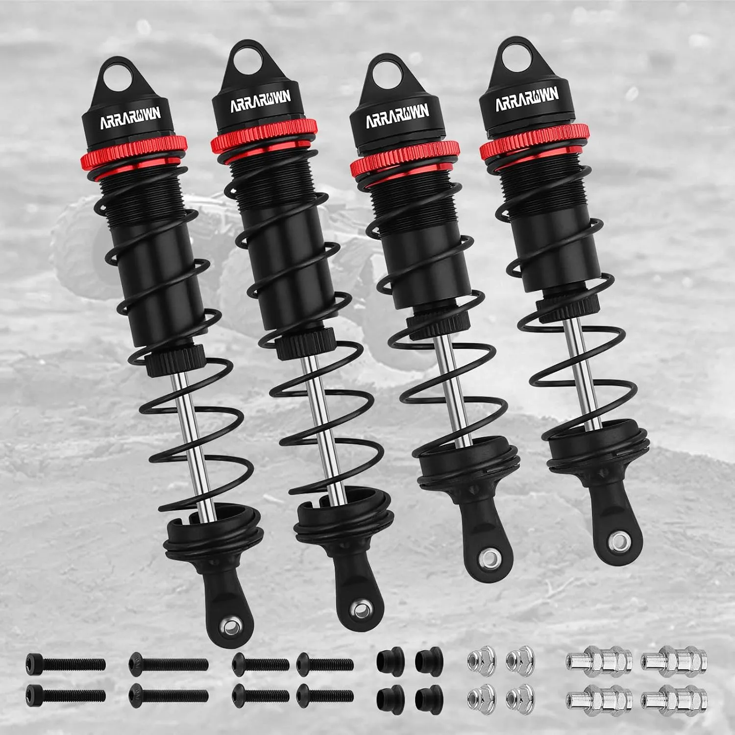 RC Car Shock Absorbers, 130mm Rear Shocks 110mm Front Shocks Set Adjustable Shocks Compatible with 1/8 Arrma Typhoon 6S Redcat FS/ZD Racing Buggy Truggy Replacement Parts (Black)