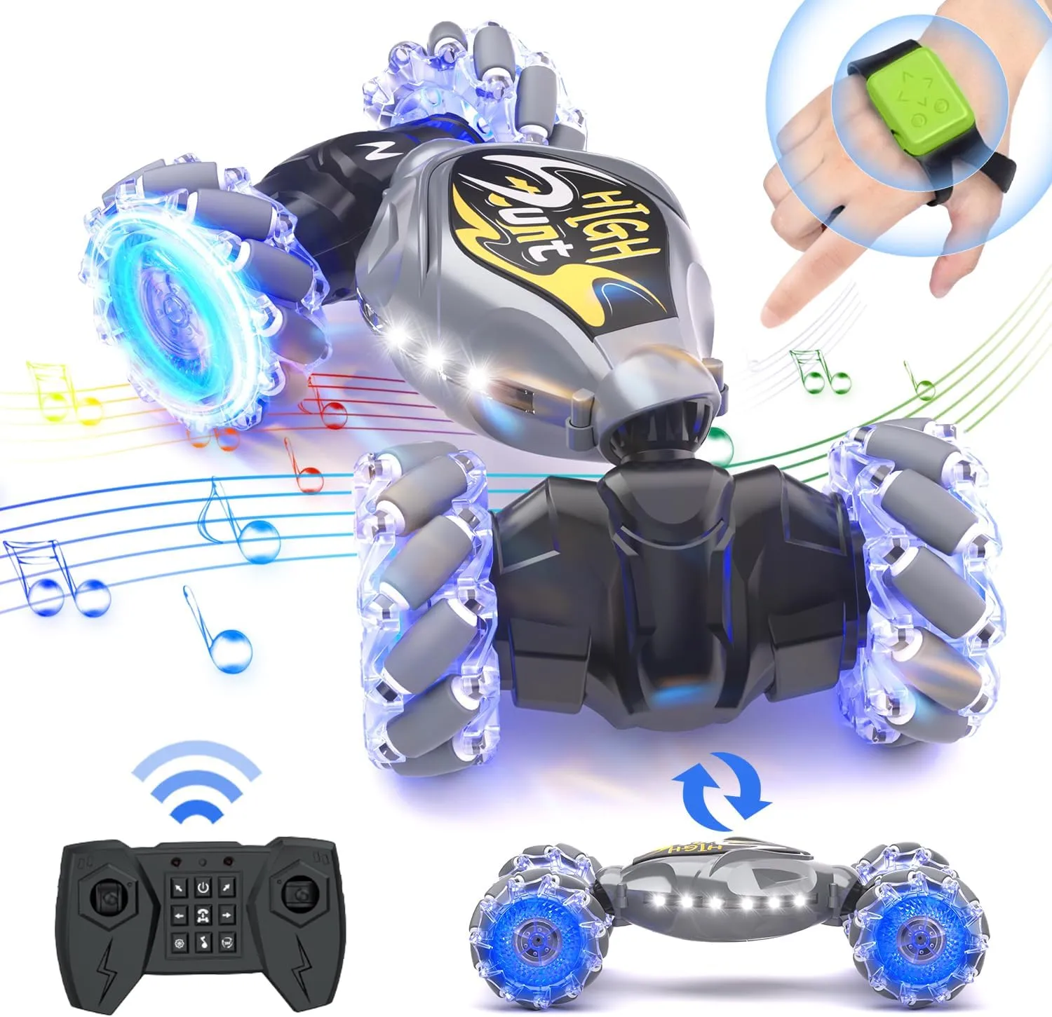 RC Cars, 2.4Ghz 4WD New Gravity Gesture Sensing Remote Control Car Toys, Stunt Twist Truck Toys for 6-12 yr Boys & Girls, RC Drift Car with Light Music Best Gift for Kids Age 7 8 9 10 11 yr