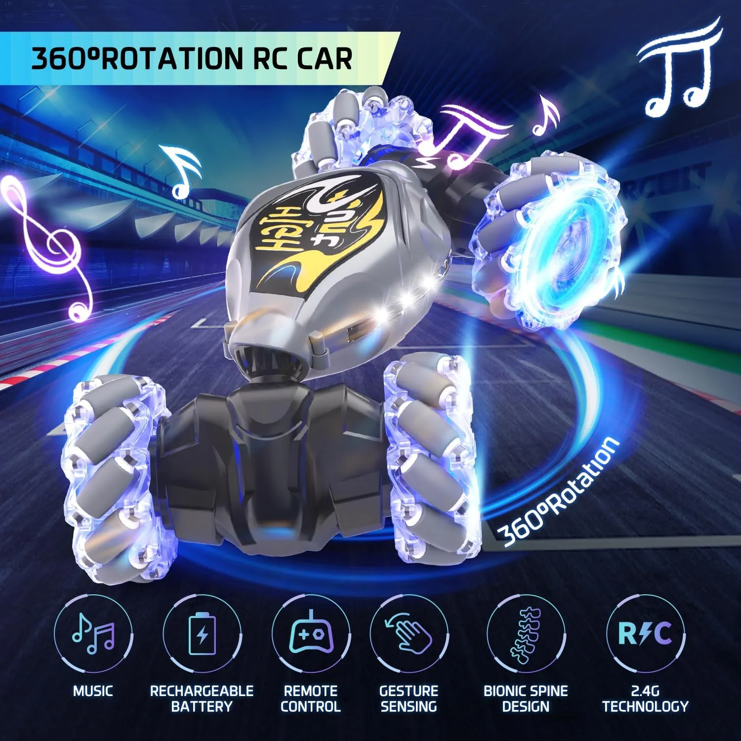 RC Cars, 2.4Ghz 4WD New Gravity Gesture Sensing Remote Control Car Toys, Stunt Twist Truck Toys for 6-12 yr Boys & Girls, RC Drift Car with Light Music Best Gift for Kids Age 7 8 9 10 11 yr