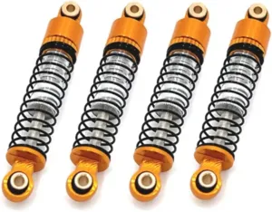 Rc Damper Shock Absorber For FMS For FCX24 1/24 4Pcs Metal Adjustable Soft And Hard Hydraulic Shock Absorber For Fit Rc Car Parts And Accessories Upgrade Replacement Use(Yellow)
