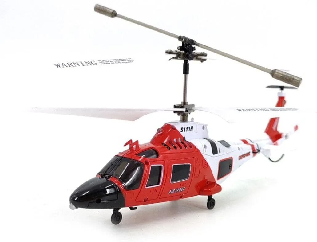 RC Helicopter for Adult, S111H 2.4G RC Airplane 3CH Dual-Prop Gyro Stabilized Airplane Model Toys with Bright Night Navigation Lights for Beginner(RTF Version/White Orange)