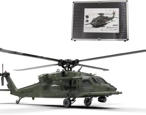 RC Helicopter Model, YXZNRC F09-V 1/47 Scale 2.4G 6CH RC Dual Brushless Direct Drive Flybarless 6G/3D Stunt Military Aircraft Model, Gift for Adults (RTF Version)